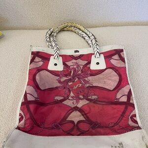 Burberry Pink and White Tote Bag